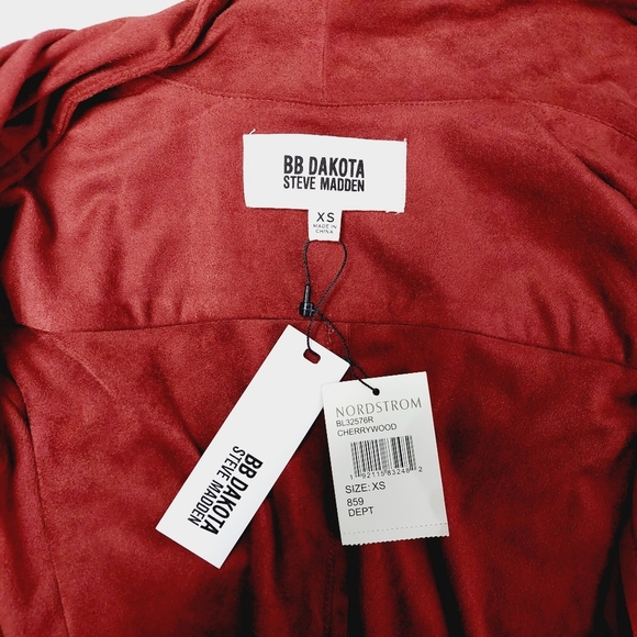 NEW BB Dakota Red CherryWood Faux Suede Open Front Lagenlook Jacket P3415 - Picture 7 of 10